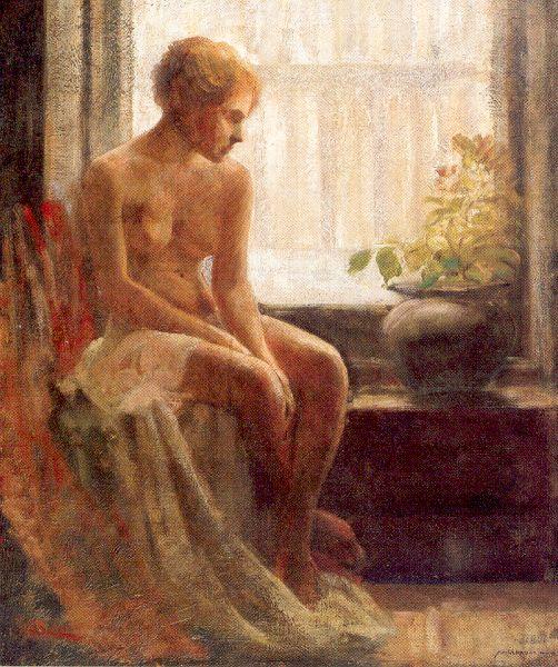 Mulhaupt, Frederick John Nude Seated by a Window Sweden oil painting art